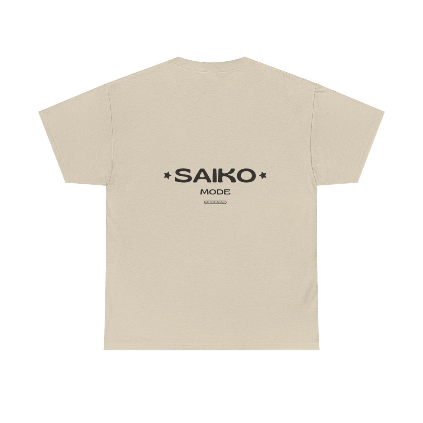 Trendy Unisex Heavy Cotton Tee with 'Saiko Mode' Design - Perfect for Casual Wear