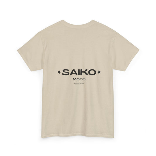 Trendy Unisex Heavy Cotton Tee with 'Saiko Mode' Design - Perfect for Casual Wear