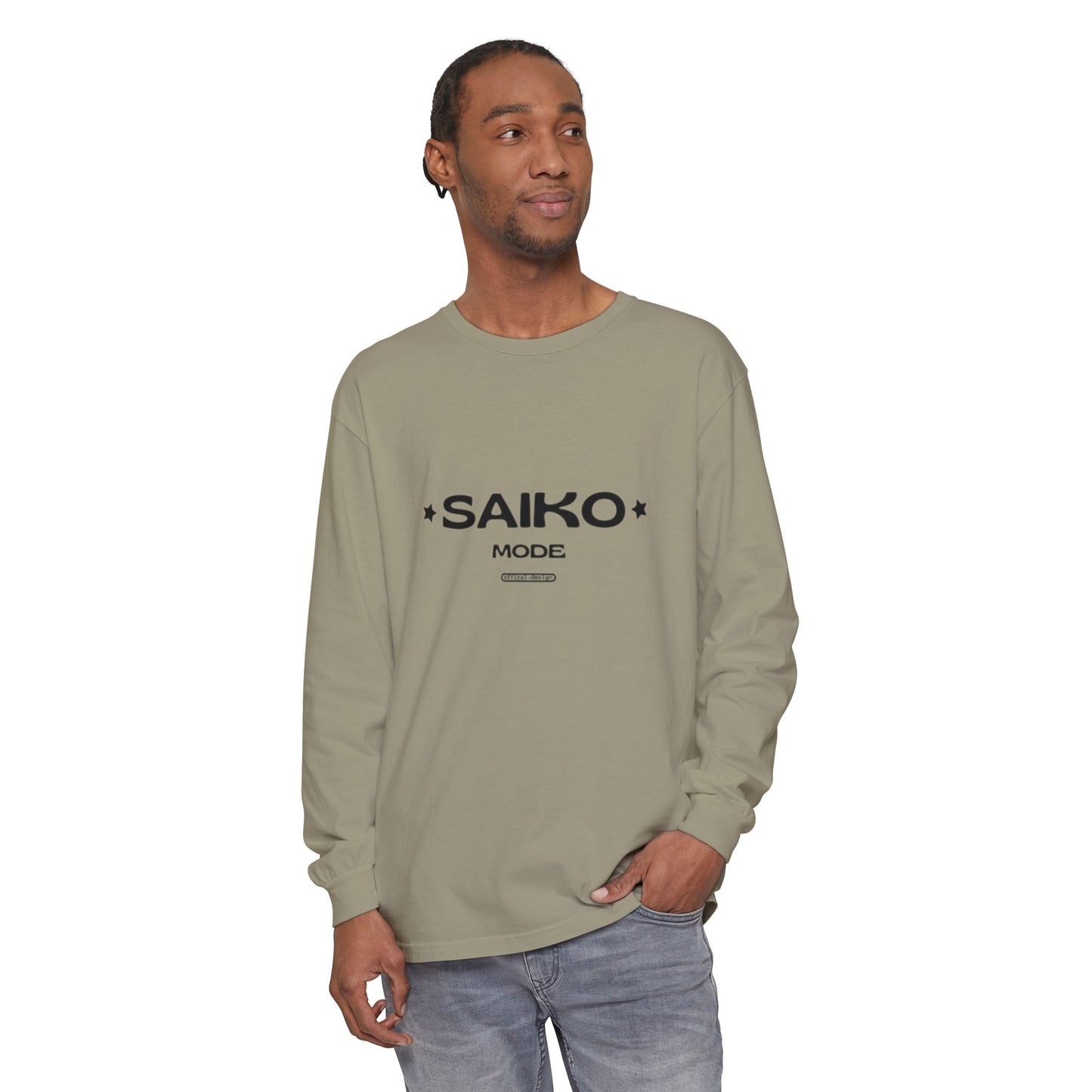 Stylish SAIKO MODE Long Sleeve T-Shirt - Unisex Garment-Dyed Casual Wear